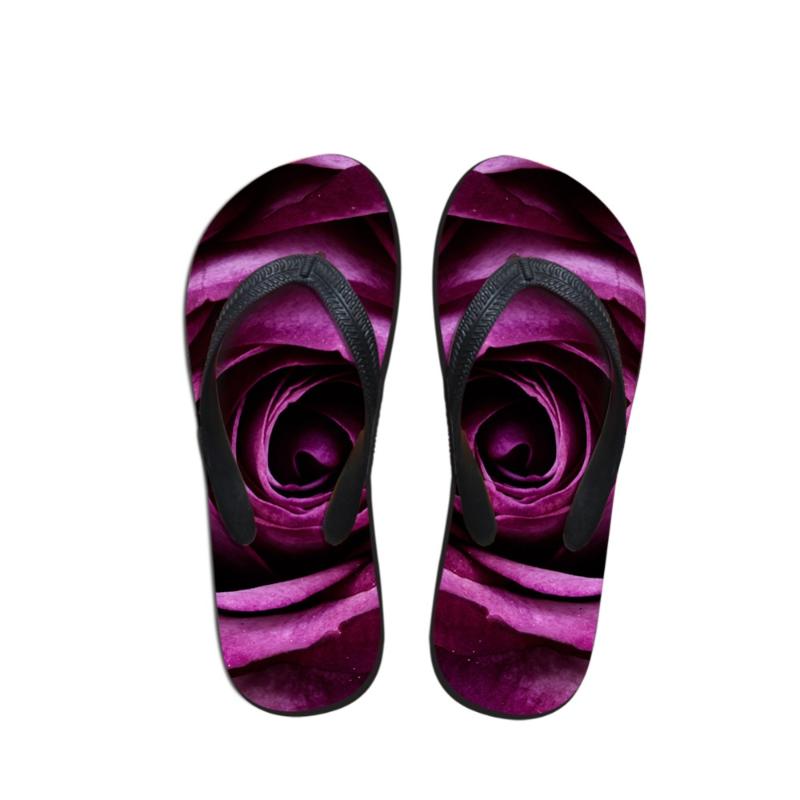 

Slippers Noisydesigns Female Loafers Chrysanthemum Coronarium L Rose Printed Sandals Women Outdoor Flat Summer Flip Flops Beach, Black