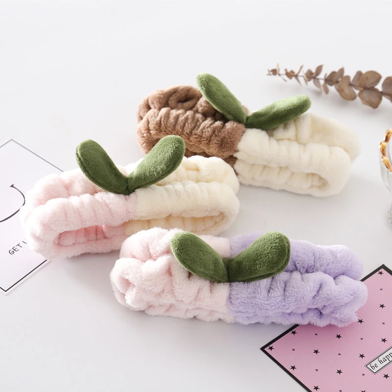 

Plush Wide Headband Coral Fleece Elastic Hair Band Grass Bud Hairband Soft Headband Headwrap Turban Thick Velvet Makeup Headband