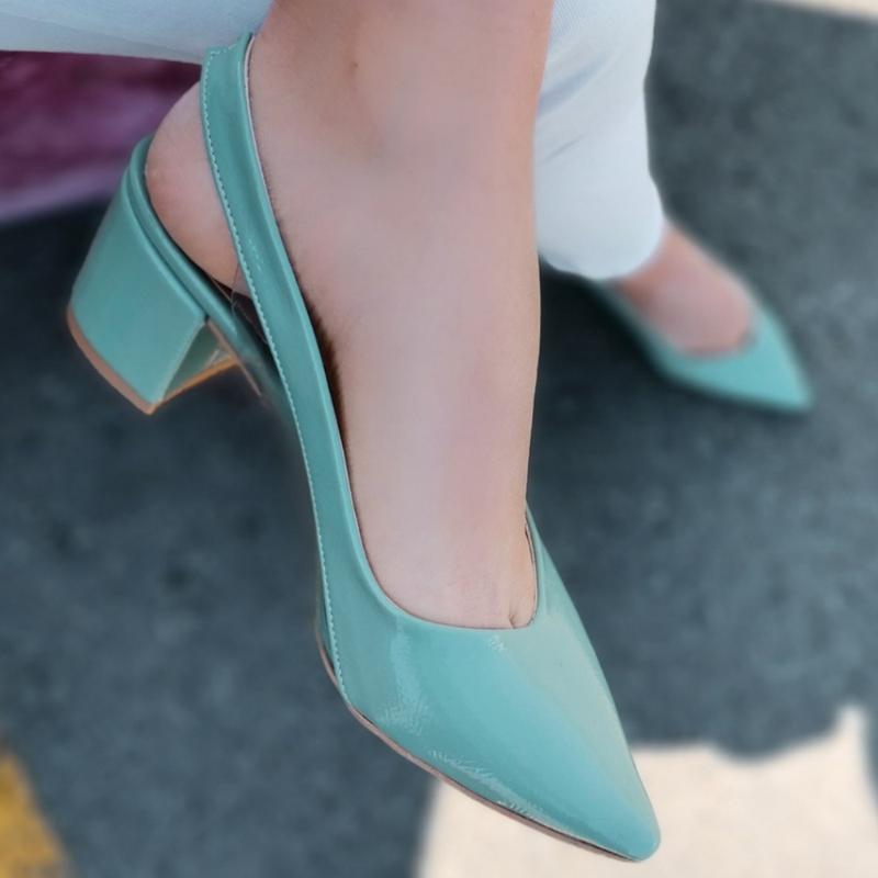 

Dress Shoes 2021 Thick Heel Slingback Pointed Toe Transparented Details Shoe Sack Mesh Or Patent Leather For Dates Street Wear Office Party, Black