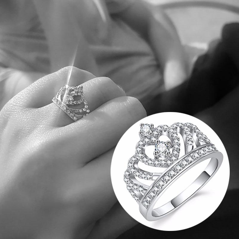 

Cluster Rings Ring For Women Temperament Fashion Wedding Rose/ White Gold Crown Engagement Jewelry KCR085, Golden;silver