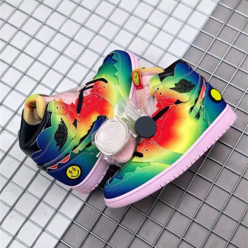

J Balvin x 1 High OG Multi Color Pink Foam Women Men Basketball Shoes Good Quality 1s Black Mens Outdoor Trainer