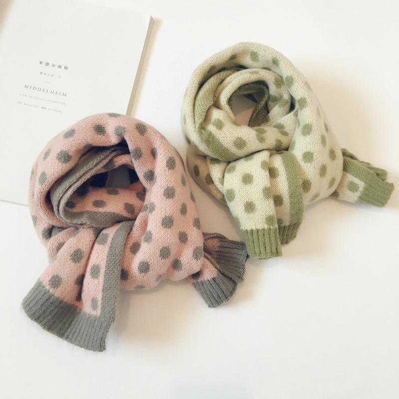 

Scarves Winter 2021wavelet Point Scarf For Boys Girls Korean Wool Scarf,Children's Warm Knitting Size Children Cashmere, Blue;gray