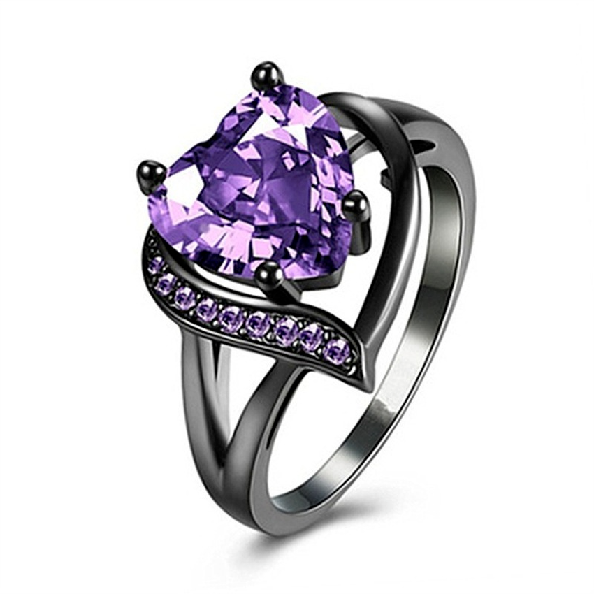 

Red Purple Cubic Zircon Heart Ring Diamond Women Engagement Wedding Rings Fashion Jewelry Gift Will and Sandy