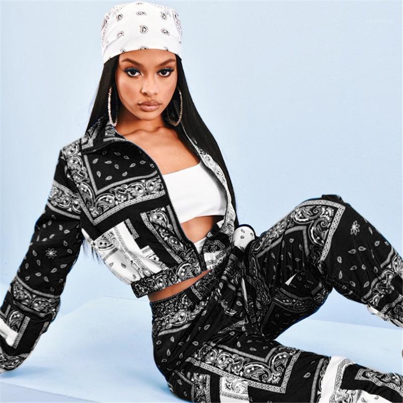 

Women' Tracksuits Mdmpaogit Bandana Print Two Piece Set Casual Paisley Long Sleeve Short Jacket Tops Jogger Pants Suit Outfit Street Tracks, Orange