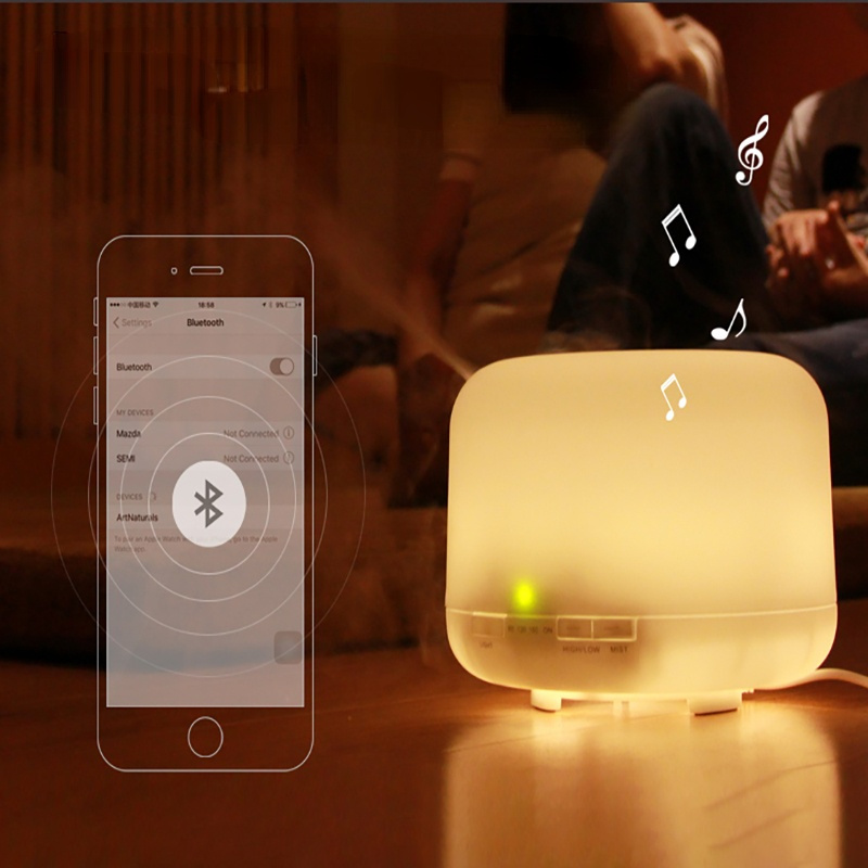 

7 Colors Night Light with Bluetooth Speaker 500ML Air Humidifier Aroma Diffuser for Bedroom,Office ,Home,Help Sleep and Relax