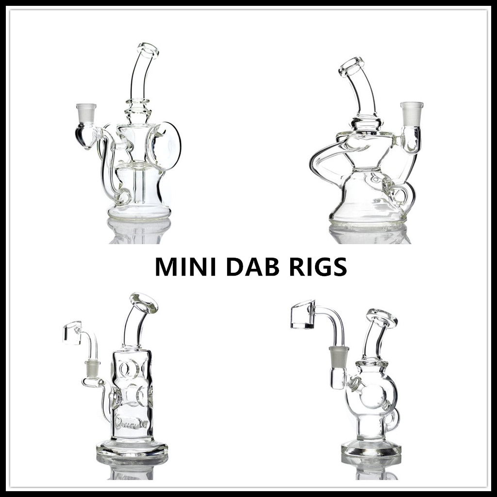 

Unique mini dab rigs Hookah 5 inch klein recycler oil bong cool thick bubbler with 10mm quartz banger
