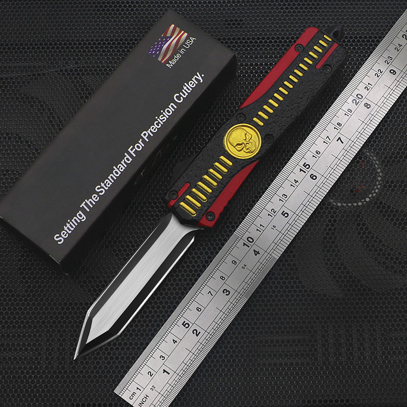 

Stainless steel dual front automatic pocket knife 3d-printed handle can be customized outdoor edc camping adventure quick open hunting knife