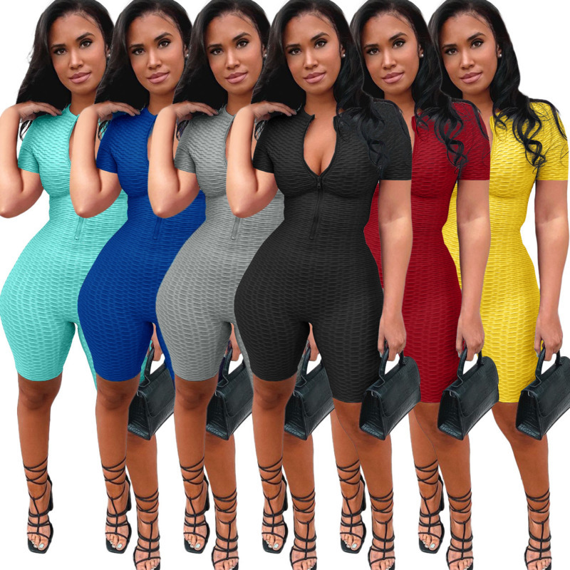 

Sexy Summer Women Jumpsuits Sleeveless Shorts Rompers Solid Color Vest Pineapple Yoga Onesies Nightclub Bodysuit, Orange - 1