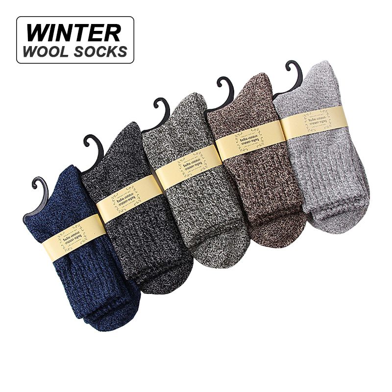 

New 5 Pair/Lot Mens Wool Sos Stripe Casual Calcetines Hombre Thi Cotton Sos Winter Warm Sos Male High Quality, Gray