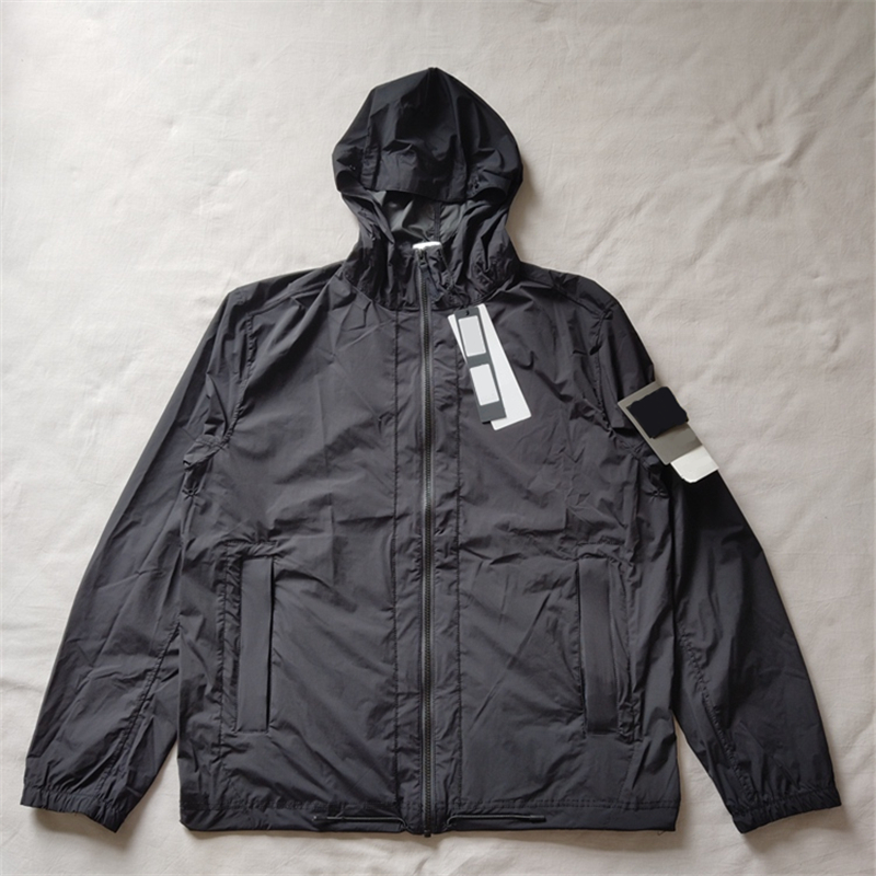 

Summer sun light Hooded Jacket Casual simple European and American style sunscreen clothes for lovers Fashion men's youth coat Embroidered Badge Outerwear, Gray-1970