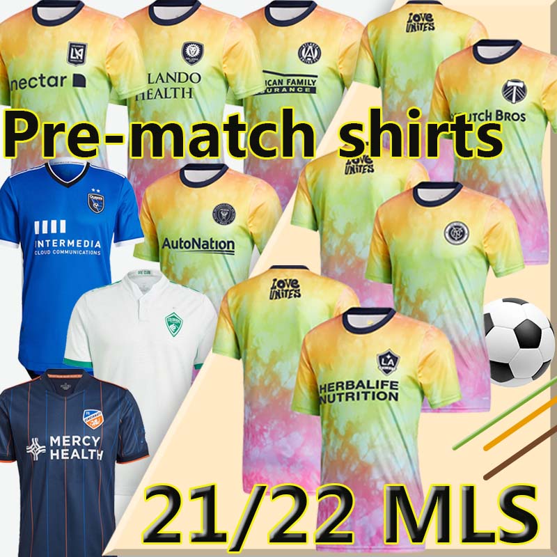 

21/22 MLS LOVE UNITES soccer jerseys Pre-match shirts inter Miami LAFC LA GALAXY Atlanta United N York football jersey Cincinnati Austin Orlando uniforms, White