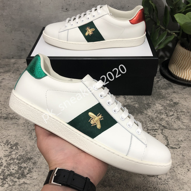 

2021 Quality Mens Womens Bee Snake Tiger Casual Genuine Leather Shoes Embroidery Classic Trainers Python Embroidered Lover Sneakers, Customize