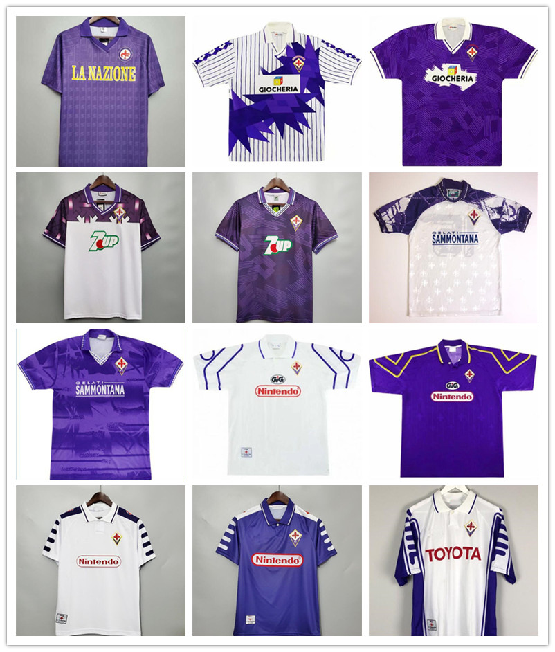 

1998 1999 retro fiorentina soccer jerseys 9 batistuta 10 rui costa 98 99 home football shirt 2000 camisas de futebol 89 90 91 92 93 94 95 96, Black;yellow