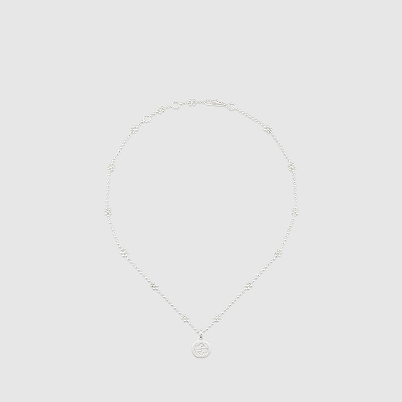 

Designer jewelry new 925 Silver Necklace letter double interlocking clavicle fashion ins women's snowflake chain