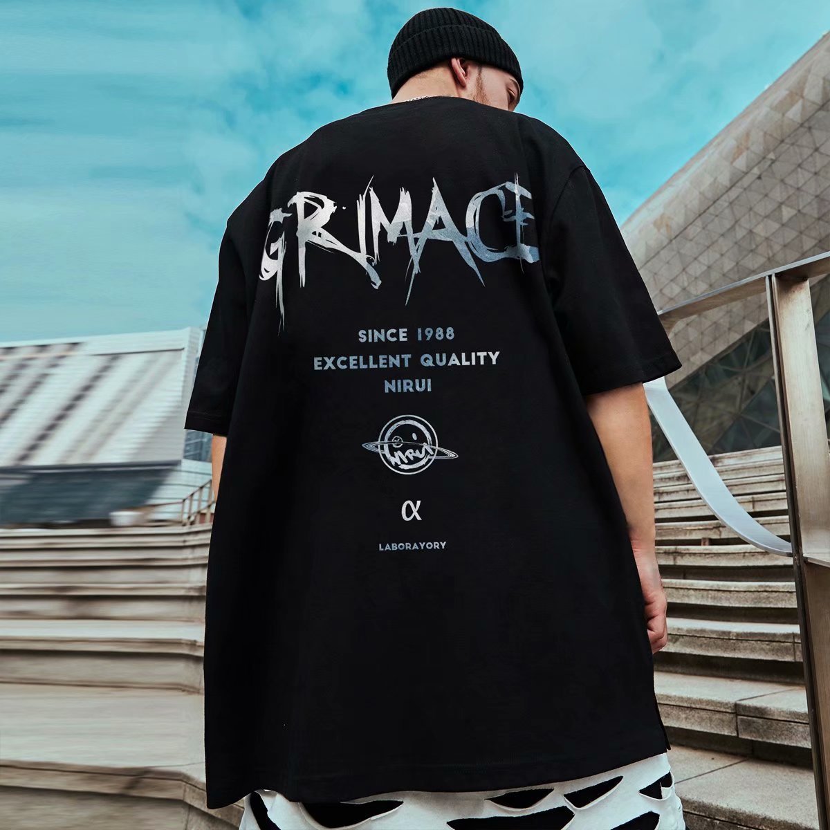 

t shirt summer men's short sleeve trend loose fashion brand half cotton black clothes, White;black