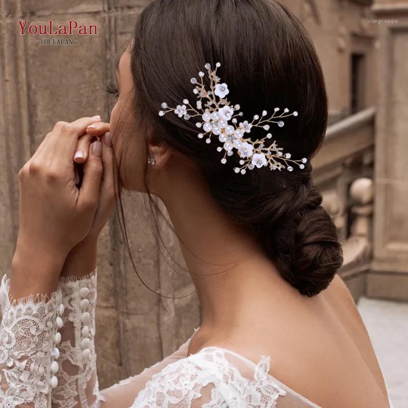 

Hair Clips & Barrettes YouLaPan HP168 Bridal Accessories Handmade Freshwater Pearl Comb Golden Wedding For Girlfriend, Golden;silver
