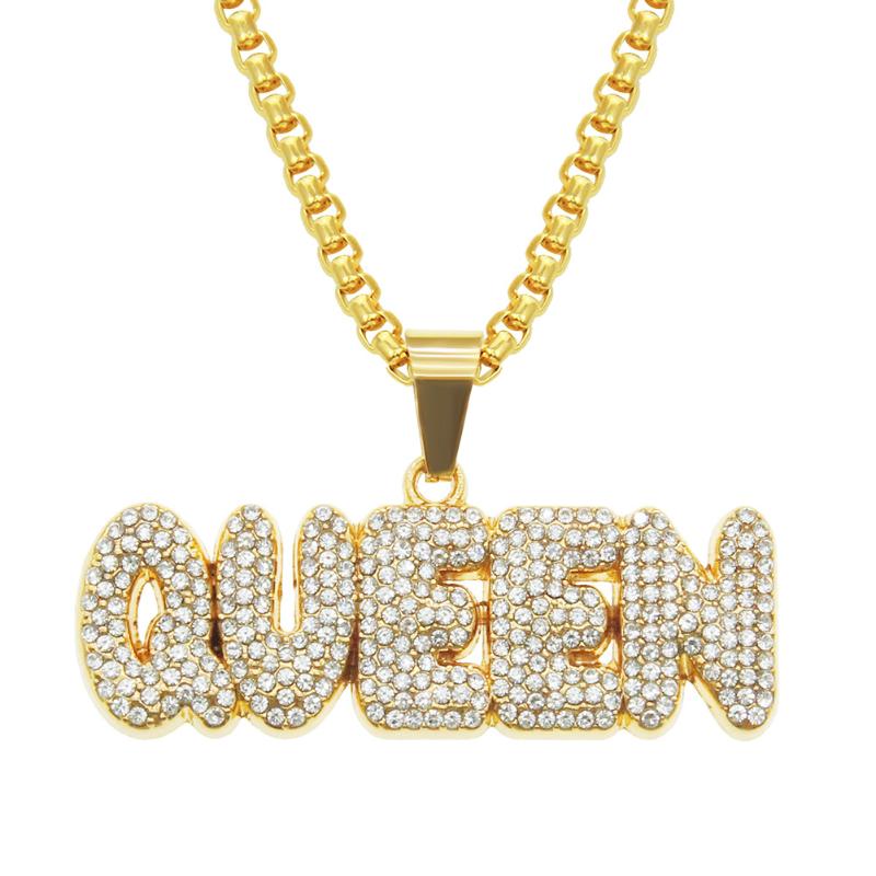 

Chokers Hiphop Letter Choker Necklace Lovers' Gold Color Statement Men Alloy Crystal Pendant Wives Chunky Chain Costume Women Jewelry S3