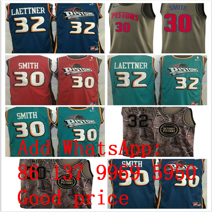 

Custom detroit's Men women youth Pistons's 30 Joe Smith 32 Christian Laettner White blue Swingman Realtree Collection Jersey