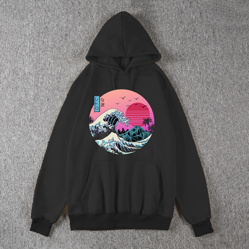 

2021 Riman Hoodie Sunrise Wave Sweatshirt Top Clothes, Beige