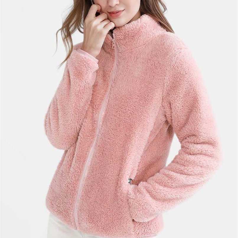 

Women Solid Jacket Zipper Pocket Thick Sweatshirt Kangaroo Pocket Long Sleeve Sweatshirt Warm Soft Full Coat 9837 211109, Black