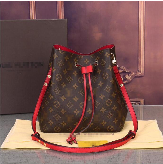 

100% High quality LVLOUISVITTON BagVUTTON shopping bag clutch handbag luxury crossbody package tote leather Drawstring, Red;black