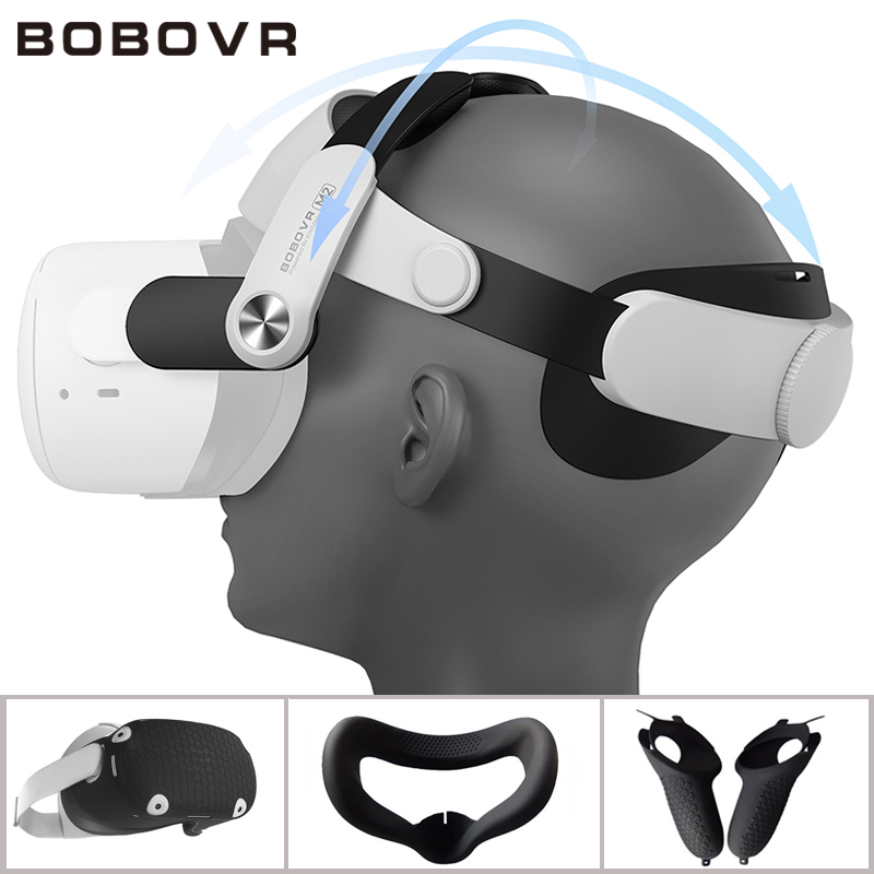 

2021 hot saleBOBOVR M2 Strap For Oculus Quest 2 Halo Strap Protective Case Soft Silicone Handle Grip Cover Set For Oculus Quest2