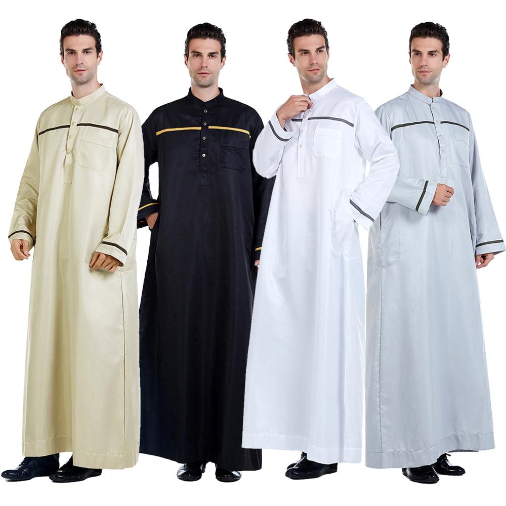 

Ramadan Muslim Men Jubba Thobe Long Dress Islamic Clothes Prayer Abaya Robe Saudi Arabia Djellaba Kaftan Dubai Worship Service