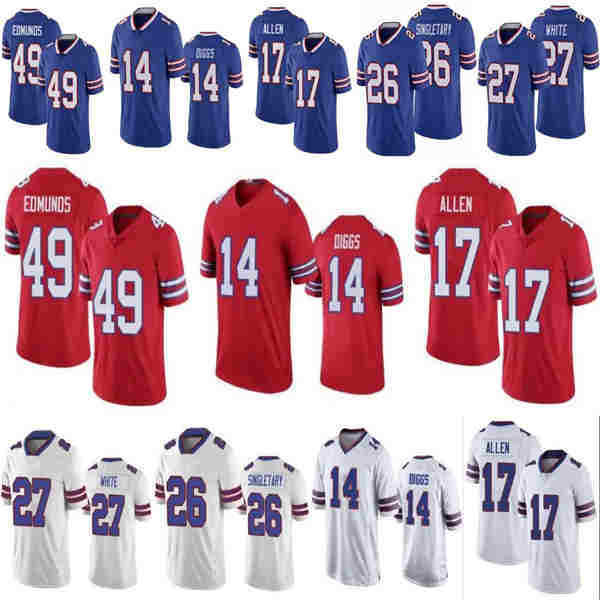 

mens womens kids/youth Josh Stefon 17 Allen 14 Diggs Tremaine 49 Edmunds Devin 26 Singletary White jersey, As