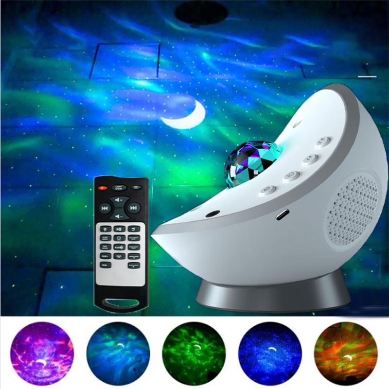 

Night Lights LED Galaxy Star Projector Lamp Music Player Ocean Wave Nebula Aurora Starry Sky Atmosphere Room Decor Light