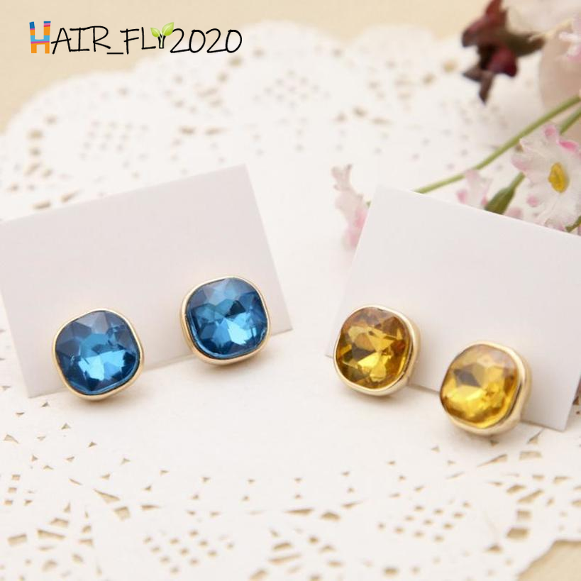 

New Design Earrings stud Aqua Gold-Tone Citrine Drop with Big Glass designer Stone Stylist Jewelries women girl gift HA21