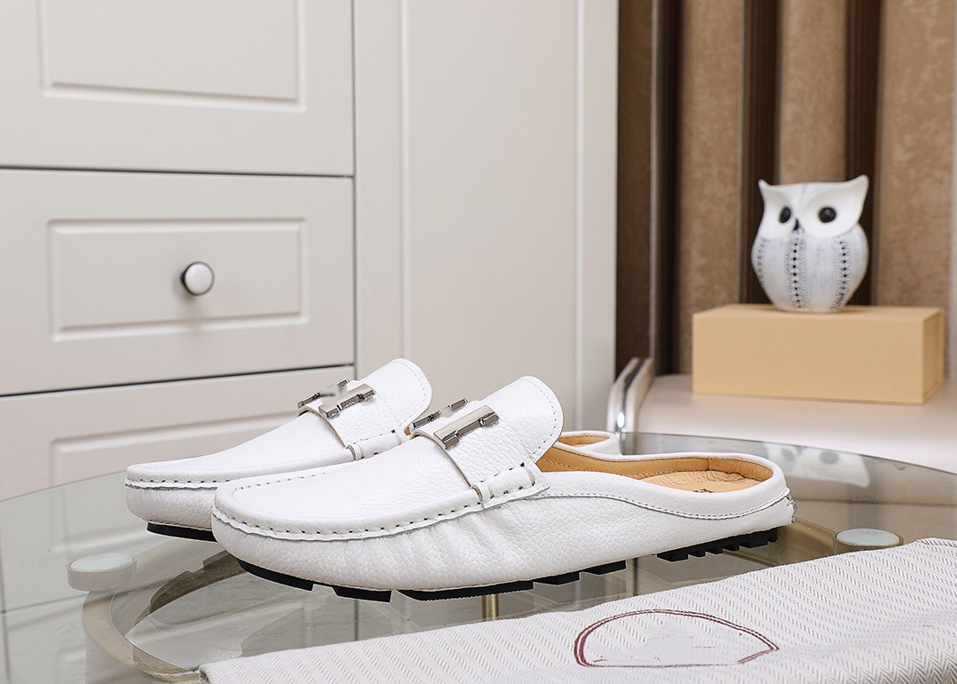 

2021 100% Leather men half slippers Princeton loafers soft cowhide Lazy women shoes Metal buckle beach slides Mules Princetown Classic, Box