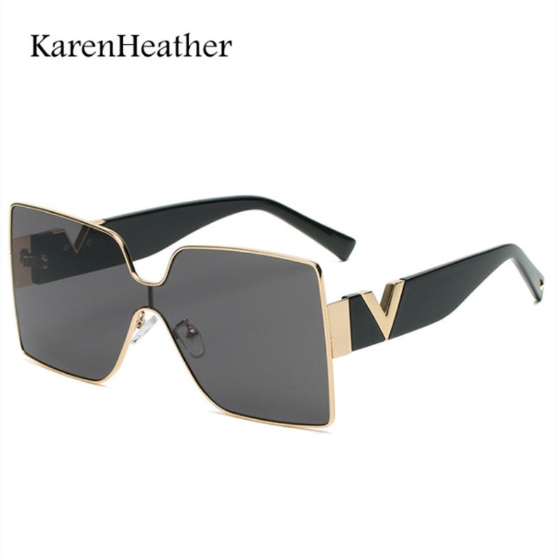 

KarenHeather 2021 Square Sunglasses For Women Men Luxury Designer Vintage Sun Glasses Oversized With V Frame UV400 Wholesale