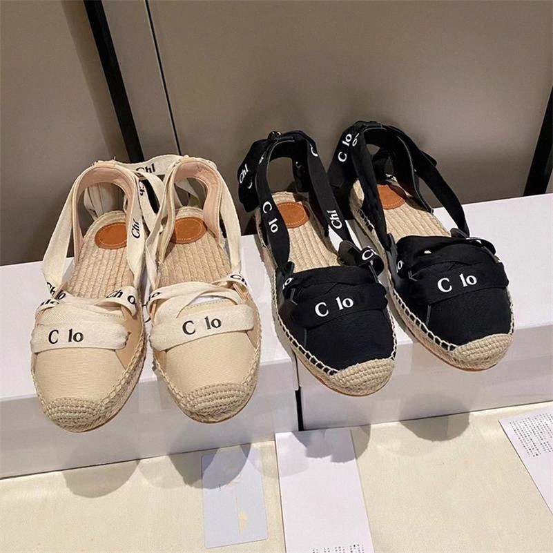 

Women Platform Sliddes Designer Slippers Woody Wedge mule in canvas Leather Flat espadrille Fashion Summer Beach High Heels With Box 292 K7yi#