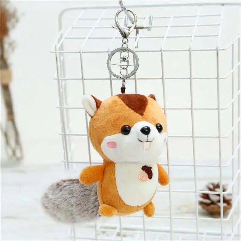 

Keychains 3Colors , Cute BIG Squirrel 15CM Key Chain Keys Clip Ring Holder Toy