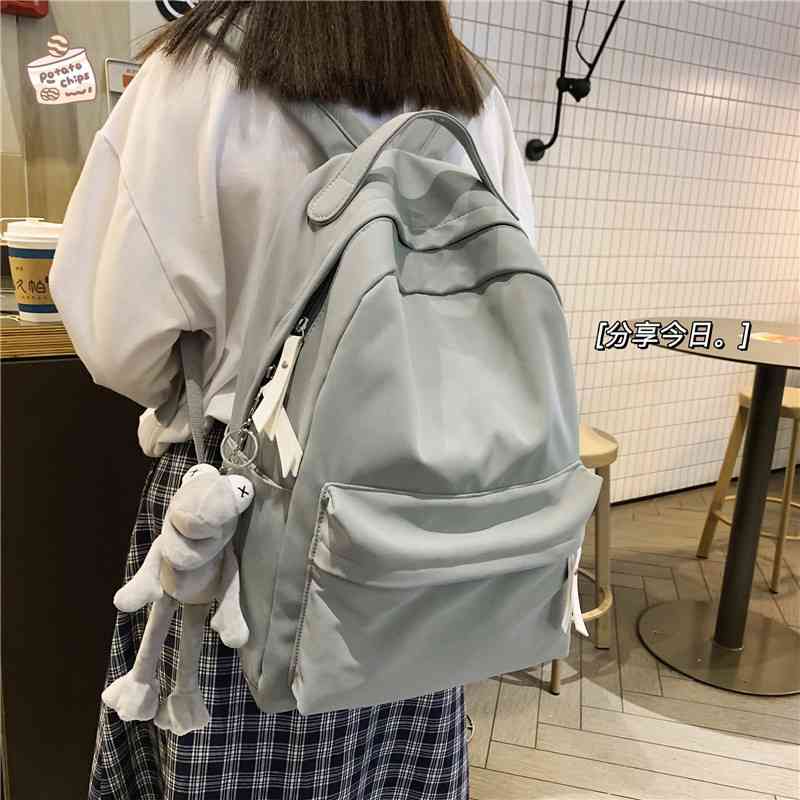 

Schoolbag female Korean version Harajuku college wind junior high school students backpack large capacity Backpack, White