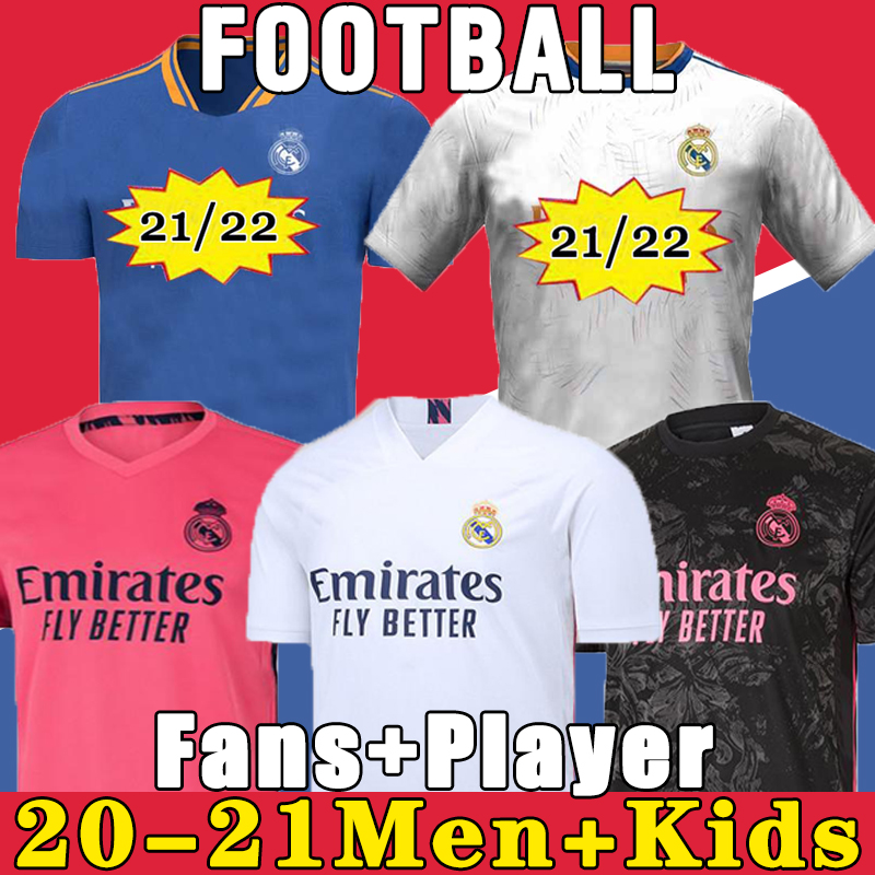 

REAL MADRID Soccer jerseys 20 21 football shirt HAZARD SERGIO RAMOS BENZEMA ASENSIO camiseta men + kids kit 2021 2022 fourth 4th HUMANRACE, 20-21 3rd kids