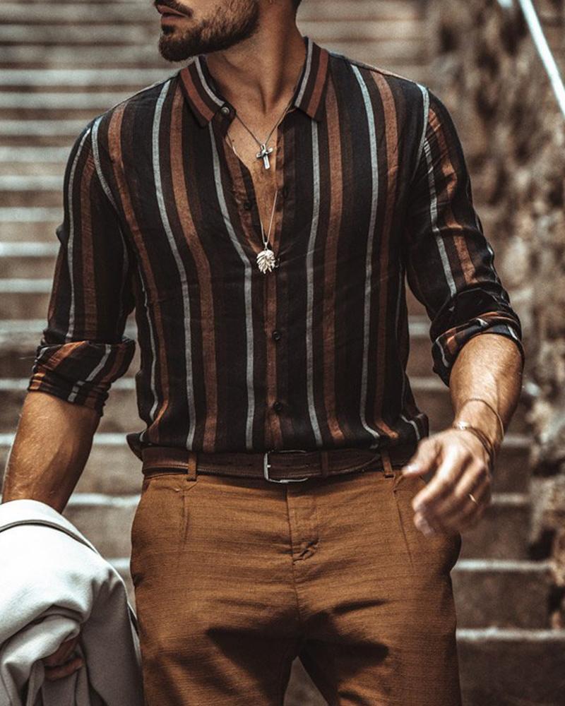 

Colorblock Striped Men Shirts Autumn Winter High Cotton Streetwear Casual Colorful Cosy Shirt Slim Camisas, Red