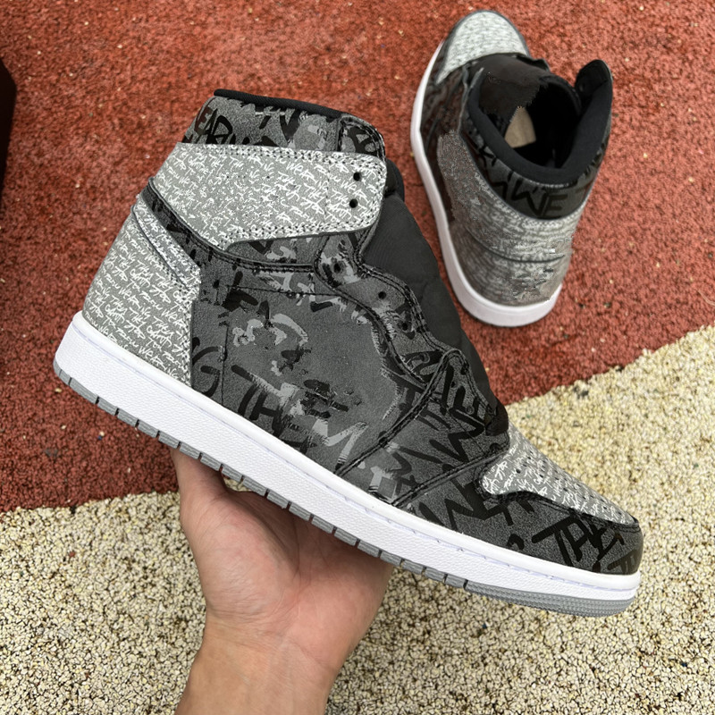 

Top Quality Jumpman 1 High OG Rebellionaire Men Basketball Shoes Womens 1s Black White-Particle Grey Outdoor Running Sports Sneakers 555088-036, Pay for extra lace