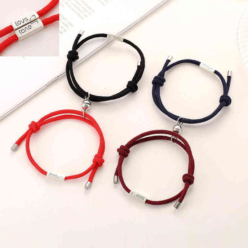 

Valentine's Day Matching Bracelets Lover Heart Magnetic Knitted Bracelet Sets Couple Relationship Evidence of Love Milacan