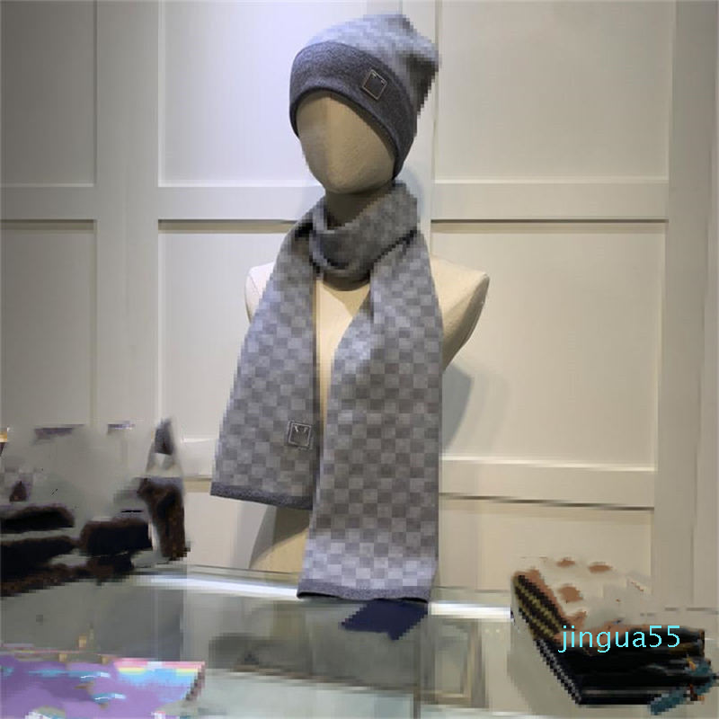 

fashion high quality design letter embroidery scarf hat men and women wool scarf Beanie Skull Caps scarf