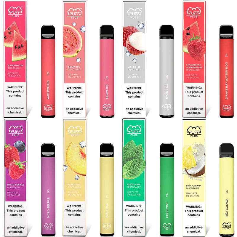 

guava ice Puff Bar Plus cigarettes Disposable Vape Pen mix flavors Kits 800 Puffs 550mAh Battery 3.2ML Vapor Pod Device