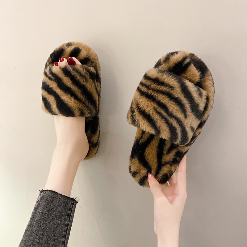 

Slippers Fashion Autumn Winter Casual Keep Warm Female Comfortable Fluffy Slipper Ladies Soft Bottom Plush House, Blue