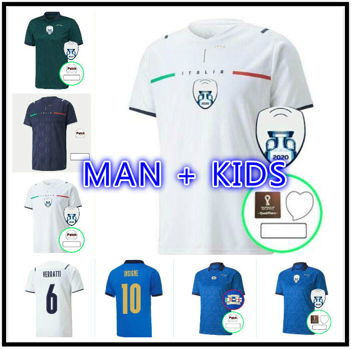 

2021 2022 Italy VERRATTI BELOTTI Chiesa Soccer Jersey Home Away Third INSIGNE IMMOBILE 20 21 Maillot TOP Quality Football Shirt Mens + Kids Kit, Kids size