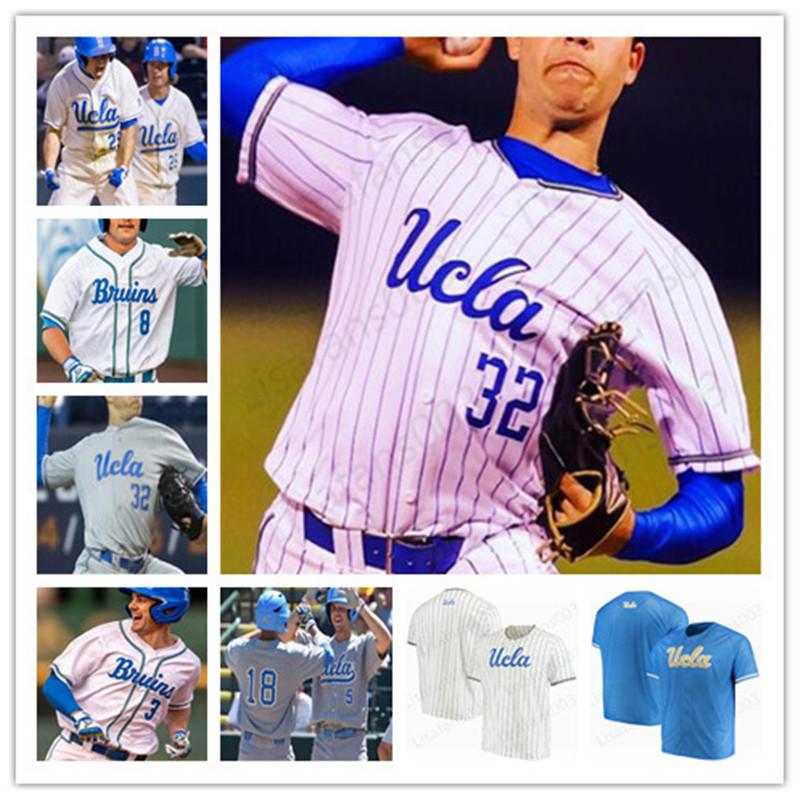 

Retro College Baseball stitched Jersey NCAA UCLA Matt McLain Ryan Kreidler Kevin Kendall Garrett Mitchell White Gray Light Blue 4XL