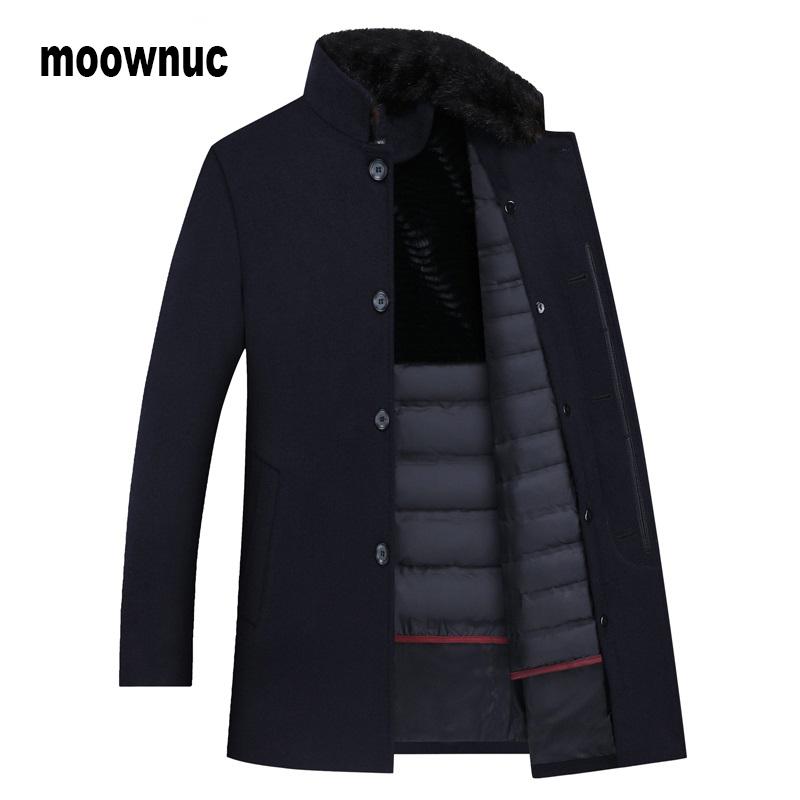 

Men's Wool & Blends Winter Trench Coat Men,men's 90% White Duck Down Jackets ,Mandarin Collar Thicked Woolen Coats Men, Plus-size -XXXL, Dark grey
