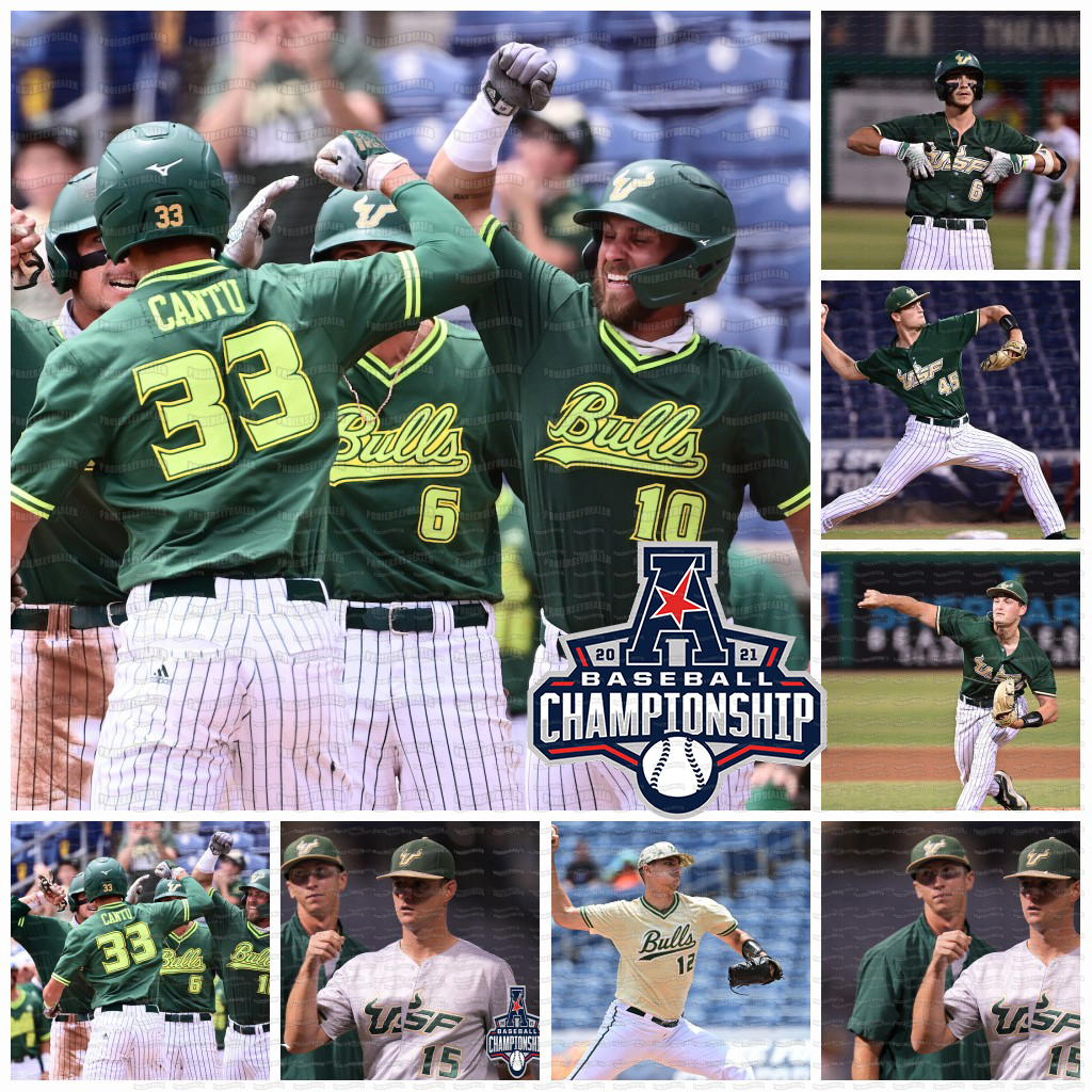 

USF Baseball Jersey 2021 JARRETT EATON NICK GONZALEZ KEANU JACOBS-GUISHARD DILLON BESNIER MATT RUIZ DUSTY SNYDER CARMINE LANE JAKE SULLIVAN, Blue;black