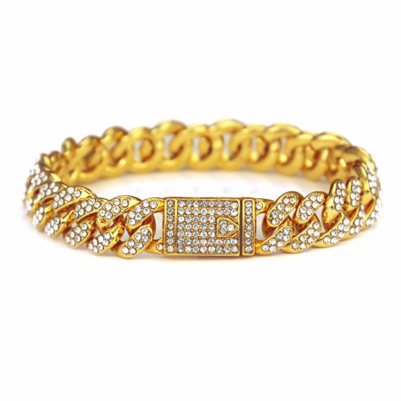 

Link, Chain Hip Hop Bling Iced Out CZ Zircon Bracelet Gold Silver Color Cuban Miami Link For Men Rapper Jewelry Drop