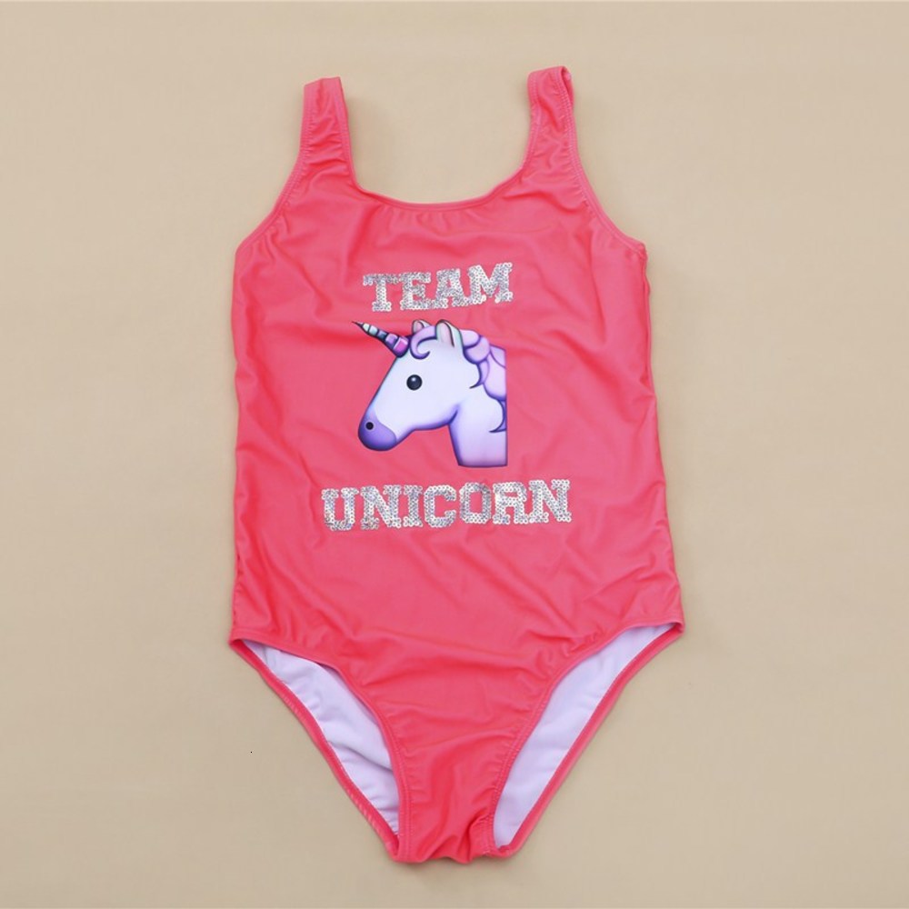 

Children's suit children's one piece cute Unicorn middle school girls' swimsuit, Black