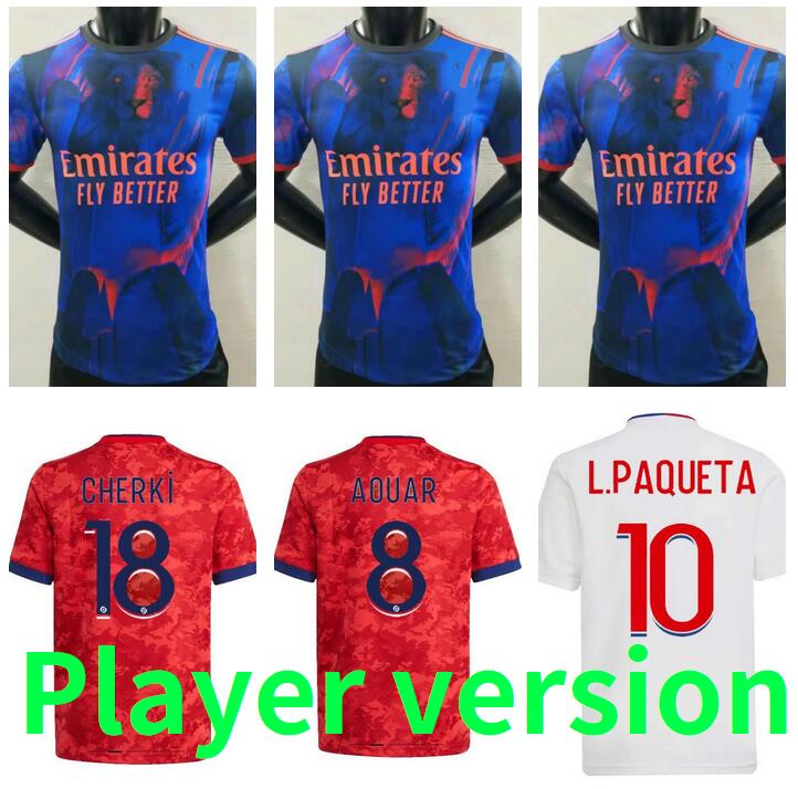

21 22 Player version TRAORE L. PAQUETÁ DEMBÉLÉ AOUAR soccer jerseys 21 22 Maillot de foot 2021 2022 maillots de football shirt BRUNO G. CHERKI OL men + kids kit lyon uniforms