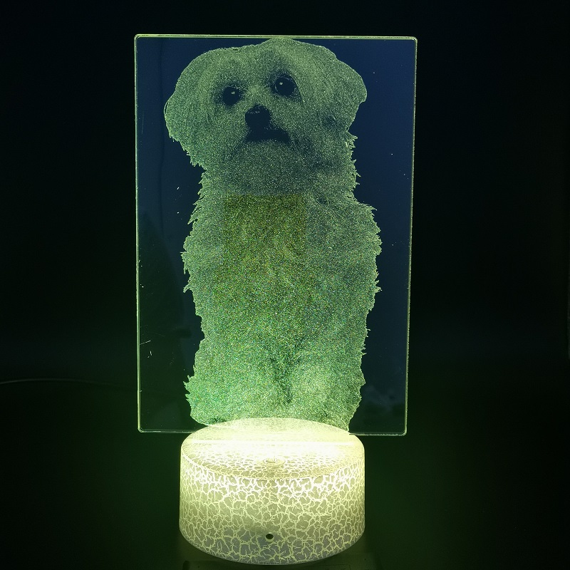 Pet Dog Acrylic Desk Lamp LED Bedside 3D Night Light Maltese Nightlight Touch Switch Bluetooth Speaker Control Kids Holiday Gift-image-694020229